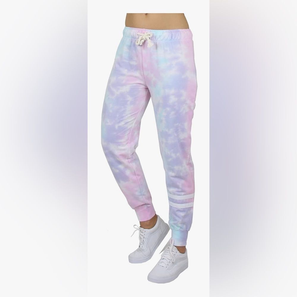 Women's Jogger Pants - Pink & Purple Tie-Dye - Medium - NEW